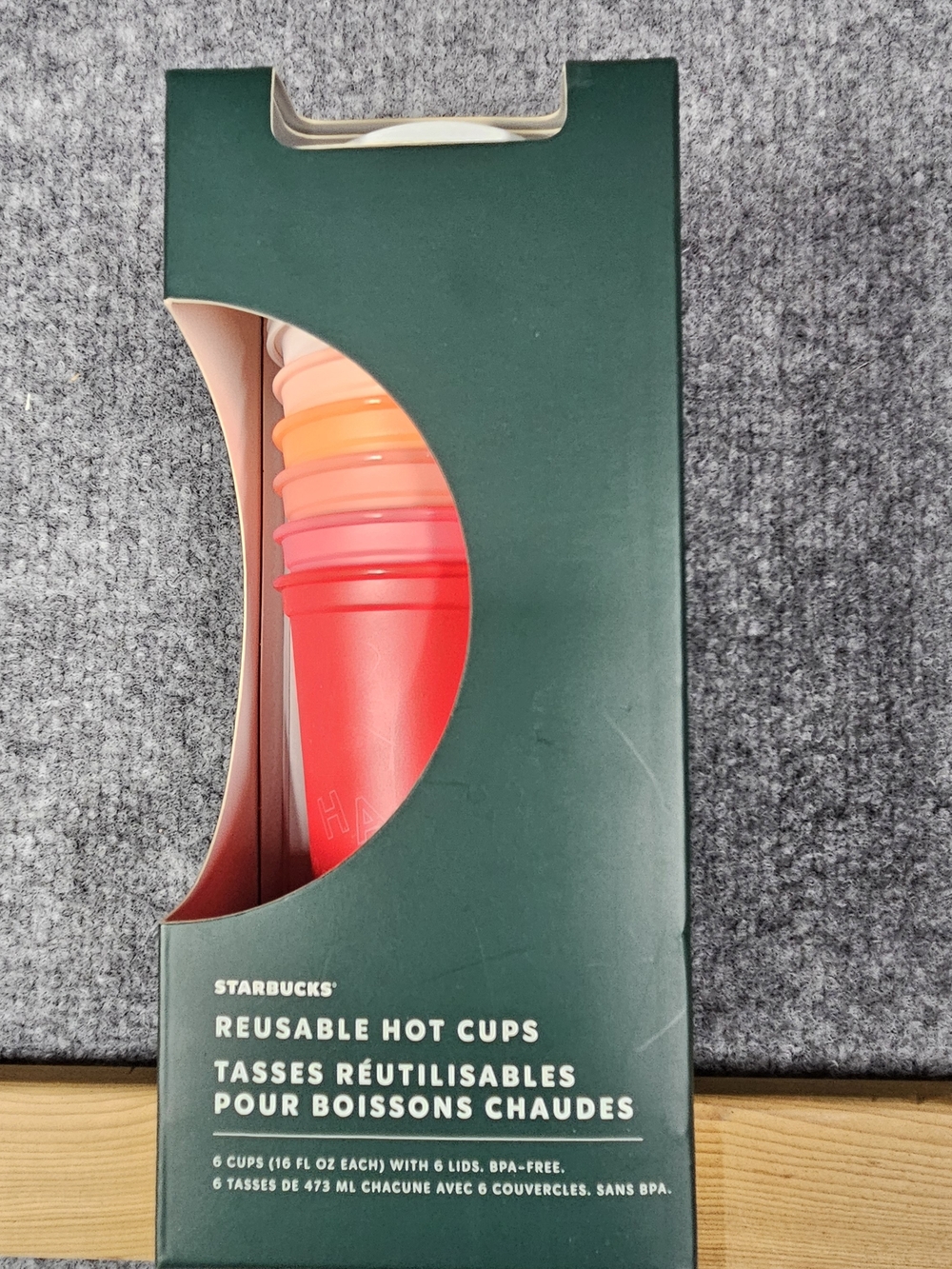 Starbucks Reusable Hot Cups Holiday Set 6-Piece Red & Pink